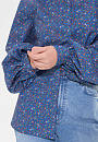 Рубашка из хлопка с широким рукавом принт цветок (цв.синий)